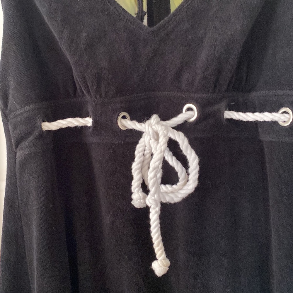 Nautical Black Terry Halter Sundress M